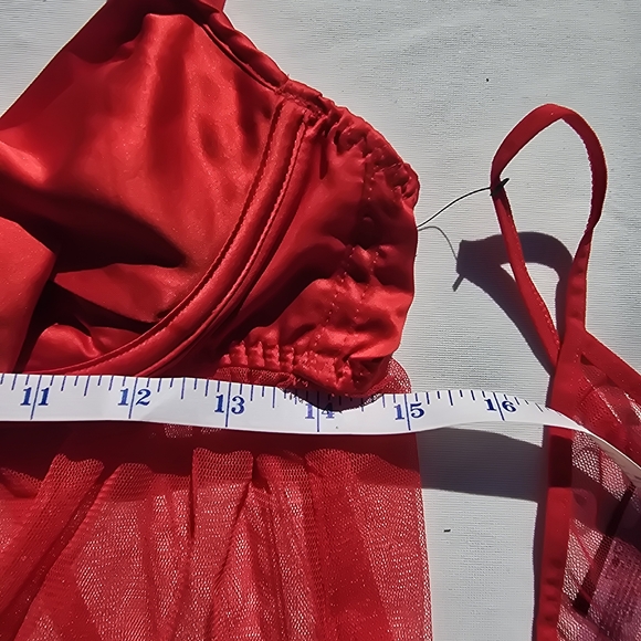 Adore Me Set Women's Bessima Red Babydoll Lingerie - Medium (With panty) NEW - Picture 9 of 11